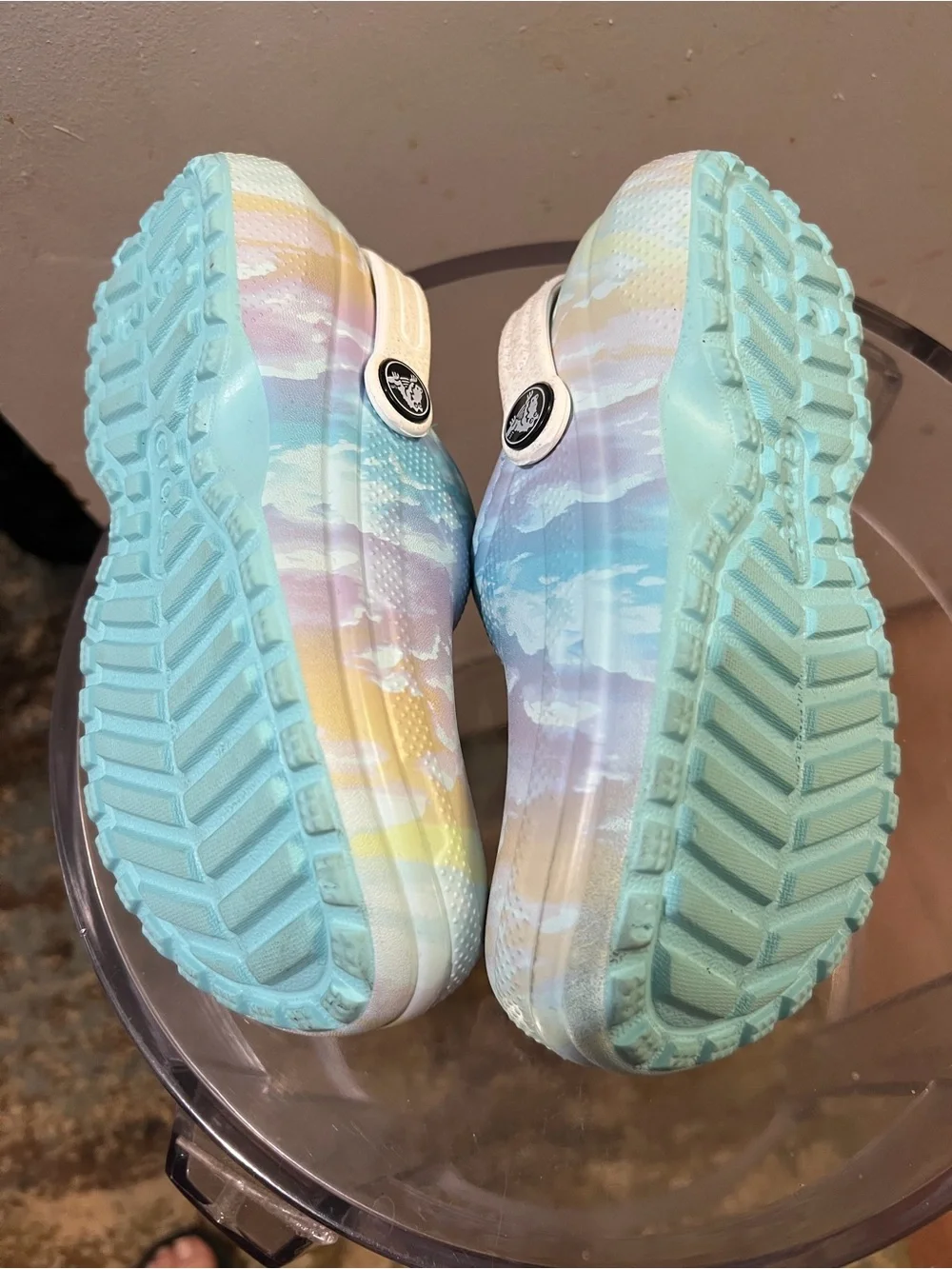 CROCS Kids Pastel Tie-Dye Clogs with White Strap